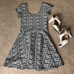 Charlotte Russe black/white skater dress size s